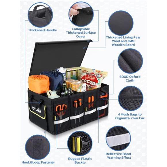 Car Trunk Organizer, Collapsible Waterproof Multi Compartments Car Organizer - Picture 4 of 7